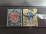 1913-24 南非联邦乔治五世郵票 5先令及 10先令(U$23.5)