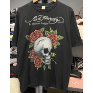 Ed Hardy 100% Cotton Skull Black Print Men Women Same Style T-Shirt Tops Ready Stock