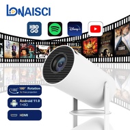 Mini Projector for Phone LONAISCI HY300 Auto Keystone WiFi Portable Celling Projector 4K Smart Home 