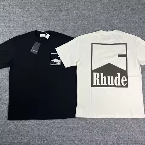 American Fashionable Rhude T-shirt High Quality 2026 Summer Couple Casual Logo Print Short Sleeve Te
