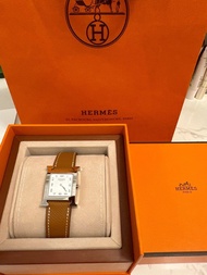 Hermes Heure H Gold watch M size 配貨價 全新手錶 啡色手帶銀色錶心