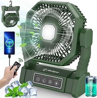 Multper 20000mAh Camping Fan Portable Fan with LED Lantern, Rechargeable Outdoor Tent Fan for Camping with Remote &amp; Hook, 4 Speed Powerful USB Table Fan for Fishing, Camping, Travel, Jobsite