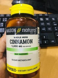 อบเชย Cinnamon ซินนามอน 1000 mg 100 Capsules (Mason Natural®)
