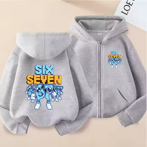 New Six Seven Zip Up Hoodies Children's Funny 67 Brainrot Sweatshirts Kid Girl Boy Zipper Hoody Casu