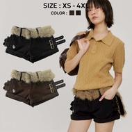 Bemingshorts031(XS-4XL)-Mink fur A Chic Shorts With Mink Belt To Add Cuteness.