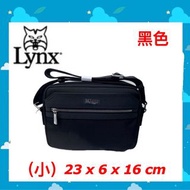 Lynx 美國山貓 橫式側背包（小） 十字紋牛皮+嚴選1000d防潑水尼龍  LY29-6282-99 黑色 $3980