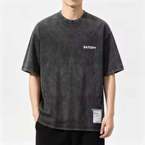 Trendy SATISFY Running MothTech Muscle round Neck Distressed Pure Cotton Printed Short Sleeve T-shir