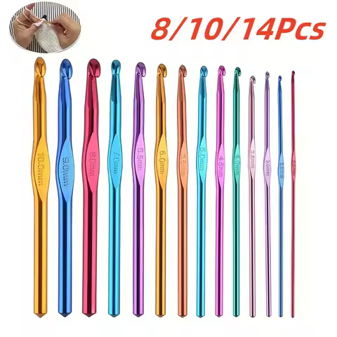 8-14pcs Colored Multicolor Crochet Hook Set DIY Knitting Tool Crochet Set Crochet Hook Sweater Needl