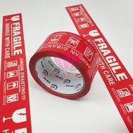 MERAH FRAGILE duct tape 2 INCH 48MM RED ADHESIVE DON'T SLAM EASY TO BROKEN