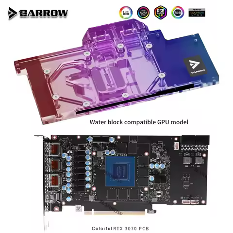 Barrow GPU Water Block For VGA Colorful BATTLEAX Geforce RTX 3070 Graphics Card Cooler 5V ARGB 3PIN 