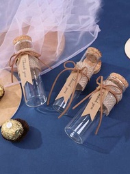 1個小型迷你透明禮品盒玻璃糖果罐木塞玻璃瓶試管小瓶透明糖果盒，糖果盒和婚禮工藝禮品