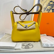愛馬仕 Hermes mini lindy 那不勒斯黃銀扣 swift皮 u刻 手袋 斜挎包