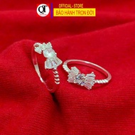 Nhẫn bạc cho bé gái từ 4-7 tuổi chất liệu bạc ta gắn đá trắng sáng trang sức Bạc Quang Thản – QTTC2