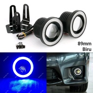 LAMPU FOGLAMP ANGEL EYES BUMPER KABUT PROJIE LED MOBIL TEMBAK PROJEKTOR  89 MM 89MM 2 MODE AVANZA XE