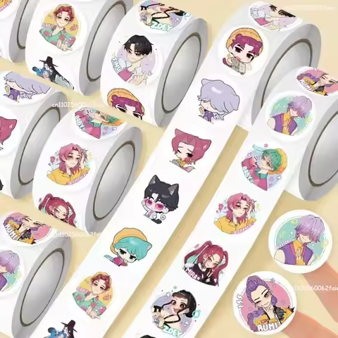 New 500Pcs/Roll Anime KPop Demon Hunters Stickers Demon Hunters Tiger DIY Scrapbooking Phone Luggage