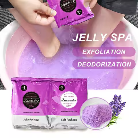 2 in 1 Pedicure Foot Care Suit 10 Sets Lavender Exfoliating Jelly Spa Soak Scrub Kit