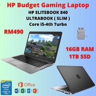 GAMING HP ELITEBOOK 840 CORE I5-4TH ULTRABOOK SLIM 16GB RAM 512GB SSD BUSINESS OFFICE LAPTOP