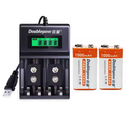 2pcs/lot 1000mAh 9V rechargeable battery 9V lithium battery LCD display charger suitable for multime