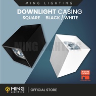 E27 SURFACE DOWNLIGHT SQUARE BLACK WHITE CASING ONLY