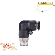 CAMELLI5Q Elbow Quick Connector, External thread Alloy Quick Insert Pneumatic Fitting, Black DIY PL4