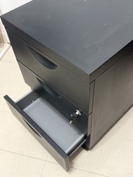 IKEA 黑色三層文件櫃 儲物櫃 帶鎖