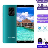 6+128G 5.8 Inch Smart Phone Note9 Large Screen Dual Card Dual Standby Smarthones Face Unlock Mobile Phones