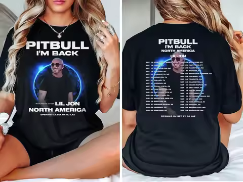 Pitbull I'm Back Tour 2026 Shirt – North America Concert Dates Back Print – Vintage Rapper Music Fan
