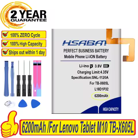 Top Brand 100% New 6200mAh L18D1P32 L19D1P32 Battery for Lenovo Tablet M10 TB-X605L TB-X605F TB-X605