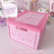 พร้อมส่ง💕 กล่องเก็บของพับได้ sanrio กล่องใส่ของจุกจิก พลาสติก ซานริโอ้ น่ารัก ของใช้ ลายการ์ตูน