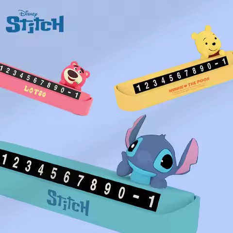 Cartoon Stitch Parking Number Plate Disney Lotso Anime Strawberry Bear Car Parking Vehicle License P
