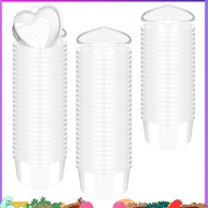 100 Pcs 2.4 Oz Valentine'S Day Heart Shaped Containers Plastic Box with Lids Reusable Small Portion 