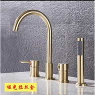 Hole Bathroom Cabinet Faucet Split Two-Piece Set Faucet Faucet Double Hole Hot and Cold Basin Gold T