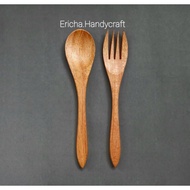 / spoon and fork, wooden spoon and fork, mahogany spoon and fork set