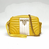 PRADA 黃色牛皮金扣單肩包相機包