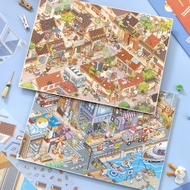 ENWEI 5 Pcs [Street Scene Series] Landscape Stickers 3D Waterproof Material Extra Large Cartoon Styl