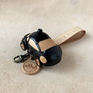 金龜車(手染黑色)-真皮植鞣 皮革鑰匙圈 吊飾 裝飾品