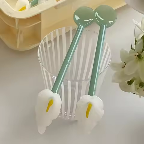 Calla Lily Animals Cartoon Bear Glass Spoon Dessert Spoon Coffee Glass Stir Spoon Long Handle Spoon