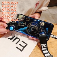 Case For OPPO A12 OPPO A12e OPPO A3S OPPO A5S OPPO A11K OPPO A7 Retro Camera lanyard Casing Grip Stand Holder Silicon Phone Case Cover With Camera Doll