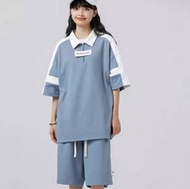 KF - Polo領短袖短褲兩件套【霧霾藍】【S-XXXL碼】（下單後請聯絡客服確認發貨尺碼）#K011002543