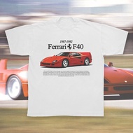 F40 1987S 1992S Vintage Style Supercar T-Shirt Multiples White