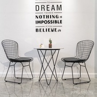 Cafe Balcony Restaurant Household Industrial Style Milk Tea Shop Marble Combination Table Chair Infl