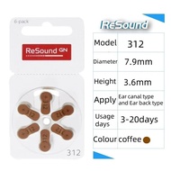 6-60PCS 1.45V Hearing Aid Batteries Resound P312 Performance 312 312P P312 PR41 For BTE CIC RIC ITC 