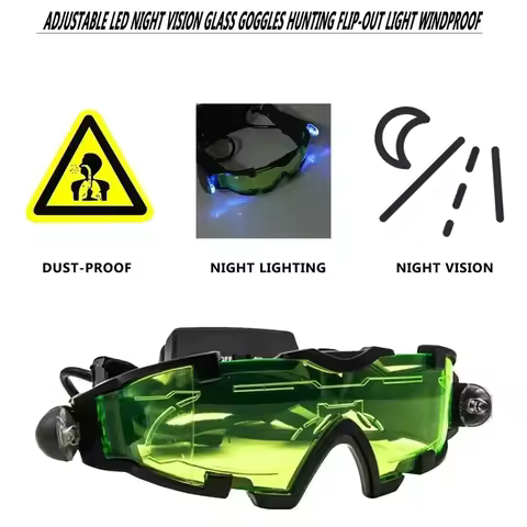 Adjustable LED Night Vision Goggles Windproof Motorcycle Motorbike Racing Glasses Eyewear With Flip-