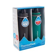 **買滿HK$300包送貨**ThermoFlask Stainless Steel Water Bottle 2-Piece Set (Black & Green) 不銹鋼保溫/保冷水樽套裝 (黑色