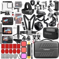 Vamson Accessories Kit for GoPro Hero 9 Black Waterproof Housing Case Filter Silicone Protector Frame Lens Screen Tempered Glass Head Chest Strap Bike Car Mount Floating Bundle Set Kit 64 in 1 AVS18