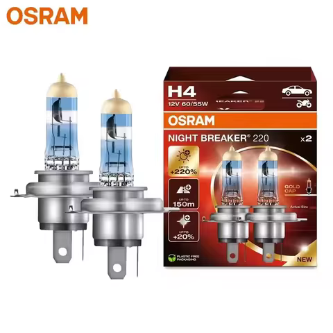 OSRAM Night Breaker 220 H4 12V 60/55W German Original Halogen Headlight Bulb +220% Increased Brightn