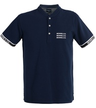 BROWNE & CO. เสื้อโปโล คอตตอน สีกรมท่า Midnight Blue คอ แขน ตัดต่อผ้าทอ รุ่น LPT011-1-DB