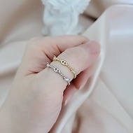 黃銅戒指 ~ 鍍18K金 線條戒指 ~ 豬鼻鍊 ~ 鋯石珠珠 ~ 疊戴戒指
