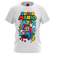 Tshirt mario baju super mario kain 100% cotton lengan pendek warna hitam dan putih