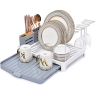 (USED - no bottom (water tray) ) kingrack Dish Drying Rack,Dish Drainer Stainless Steel,Dish Rack with Extendable Drip T